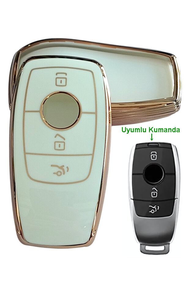 غطاء مفتاح التحكم المتوافق مع سيارات مرسيدس B C E Class C180 C200 Glc Cla Cle Amg Gls Gla باللون الذهبي الأبيض
