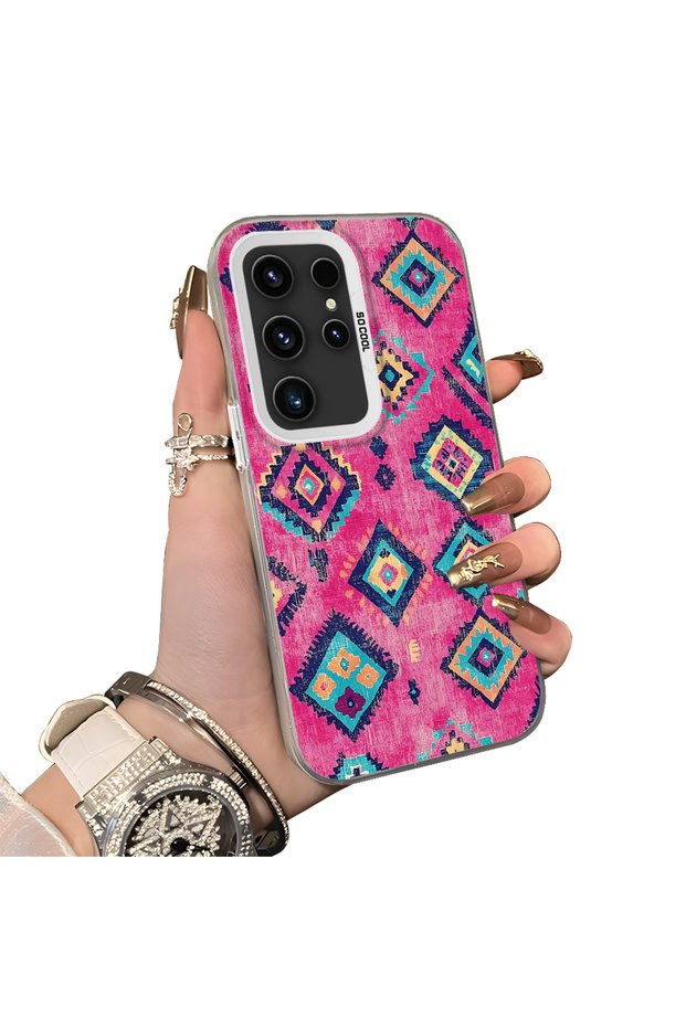 Samsung Galaxy S23 Ultra Compatible Hard Acrylic Back Silicone Edge Lens Protection Case