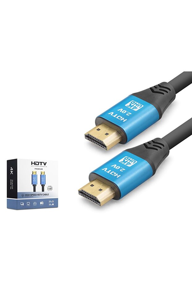 ND4056 كابل HDMI 2.0 بدقة 4K 60 هرتز OD 8.0 ملم 25 متر أسود أزرق