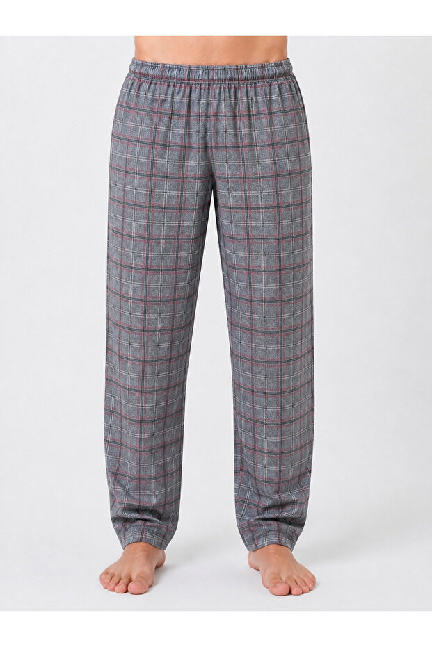 Men's Dark Gray Plaid Single Bottom Pajamas