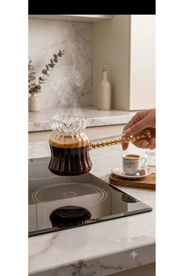 Glass Coffee Pot 400 ml Heat Resistant with Detailed Handle Design