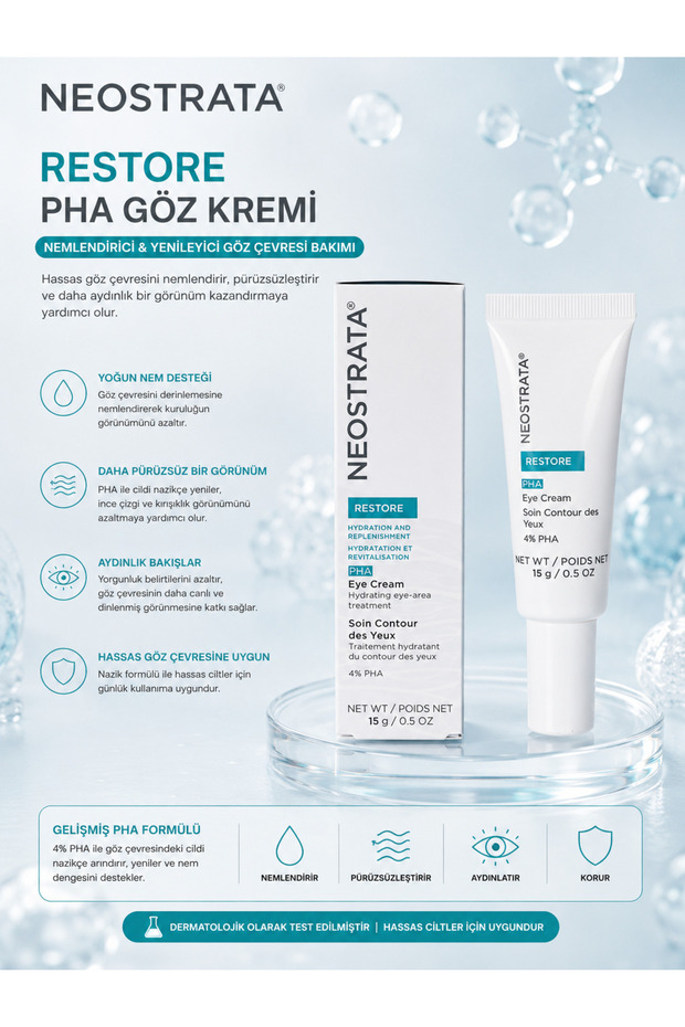 Restore Pha Eye Cream 15 Gr - Moisturizing Care Against the Appearance of Fine Lines