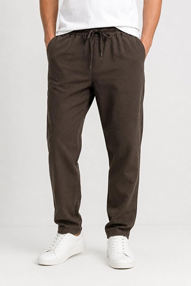 Linen Men's Tie-Waist Casual Jogger Pants 7734