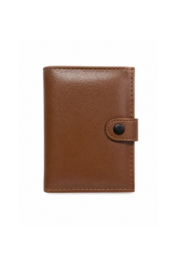 Vertical Snap Closure Faux Leather Men's Wallet