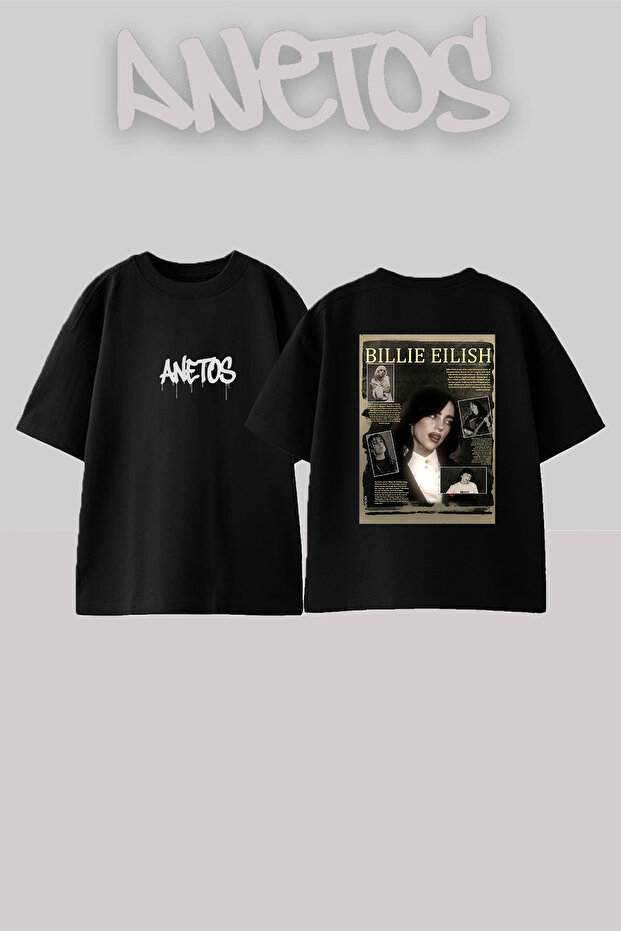 Billie Eilish_67 Design Printed Unisex Oversize Black Tshirt