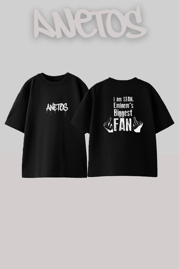 Eminem Stan Design Printed Unisex Oversize Black Tshirt