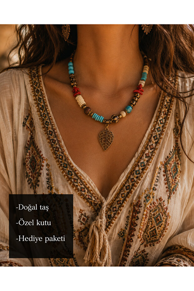Authentic Solviera Leaf Tip Natural Bead Design Necklace