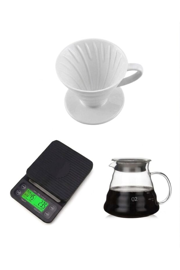 Coffee Brewing Set: the Perfect Coffee Experience with V60, Carafe, and Scale