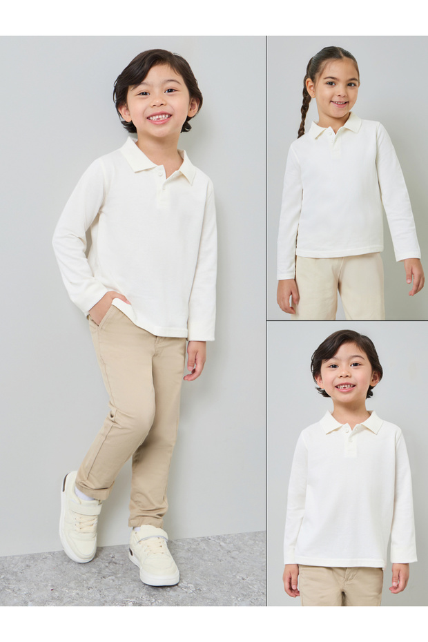 Kids Pack of 2 - Cotton Long Sleeves Polo T-Shirt