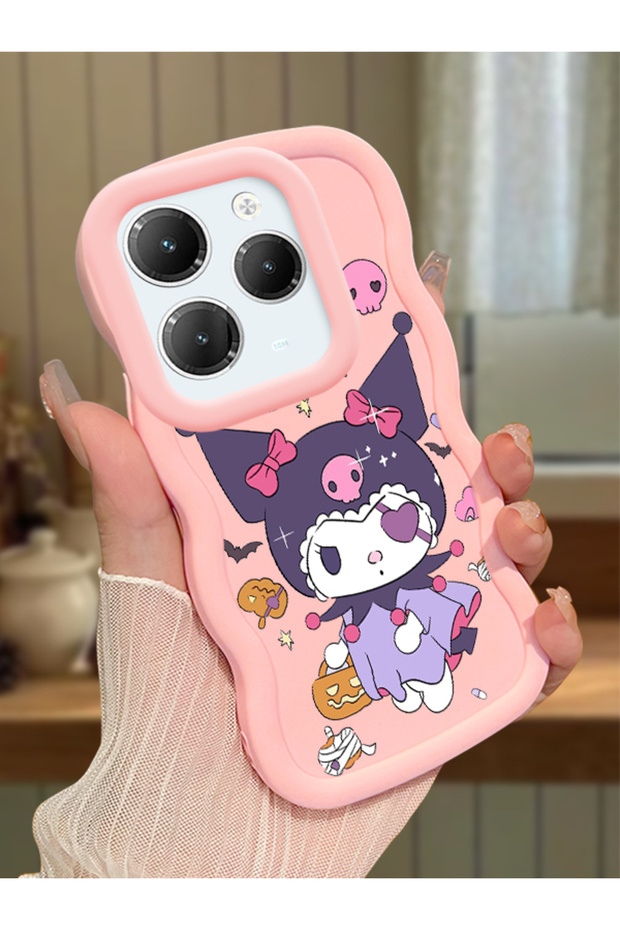 Infinix Hot 40 Pro Compatible Case Camera Protector Pink Silicone Couple Phone Case Cartoon Pattern
