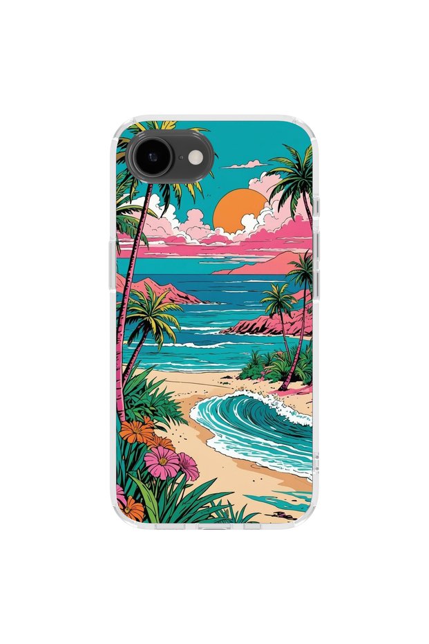 iPhone 17E Compatible Printed Transparent Phone Case | Collection: Summer Beach Tropical