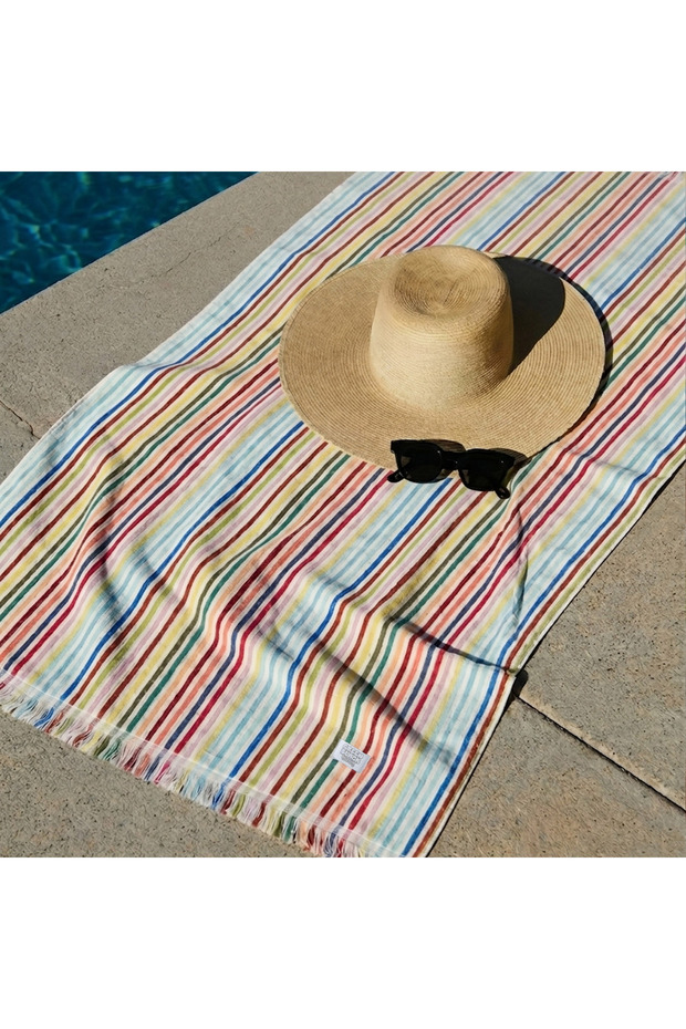 Stripe Sunset Beach Towel 100% Cotton Colorful 90X160