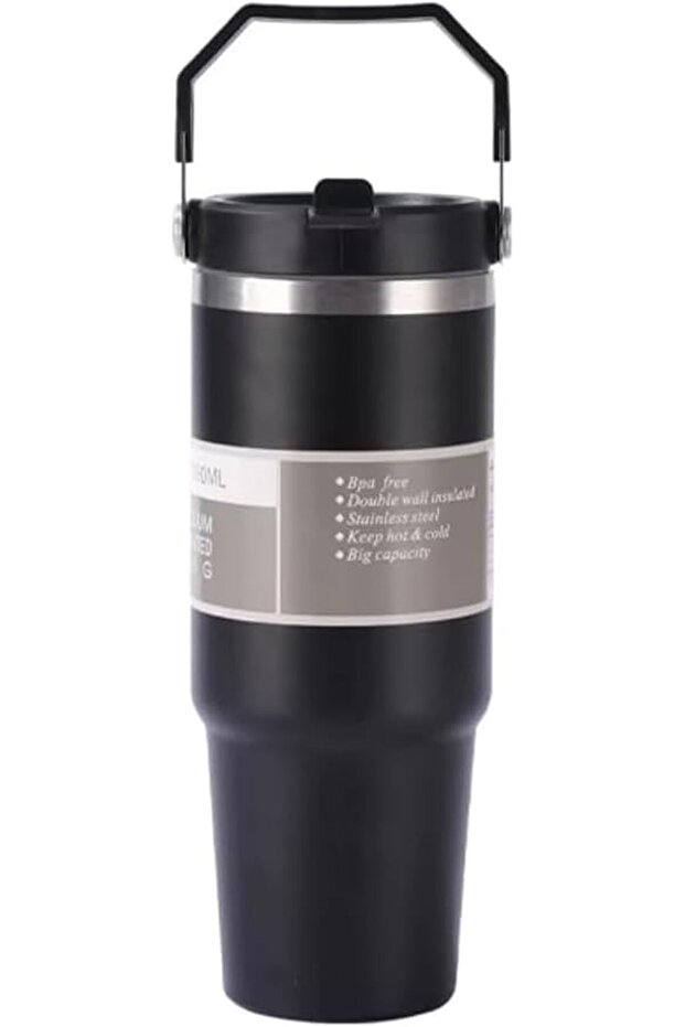 890ml Stainless Steel Vacuum Insulated Tumbler with Handle, Double Wall Thermal Travel Mug, Spill-Resistant BPA-Free Coffee Cup for Hot & Cold Drinks, Office, Travel & Outdoor Use