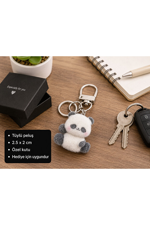 Kawaii Panda Charm Keychain Plush Figure Cute Key Accessory Gift