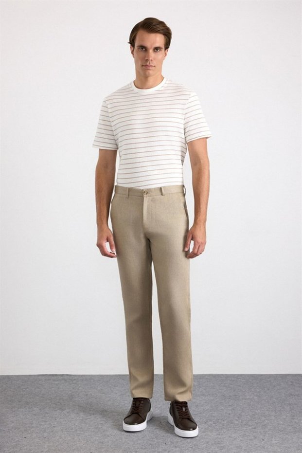 Bej Regular Düz Normal Bel Jogger Pantolon