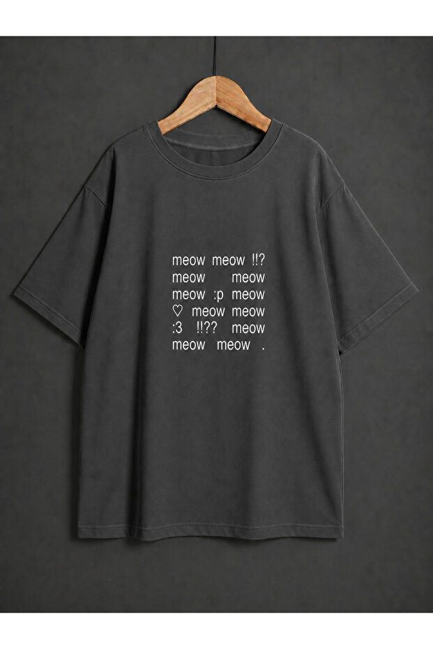 Women's Y2K Meow Meow Written Oversized T-Shirt