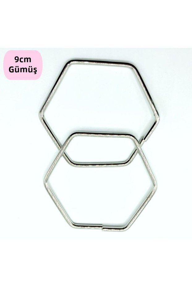 Metal Hexagonal Bag Handle 9cm Silver