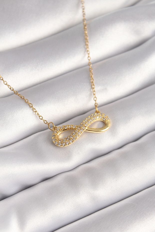 316L Steel Gold Color Chain Zircon Stone Infinity Model Women's Necklace