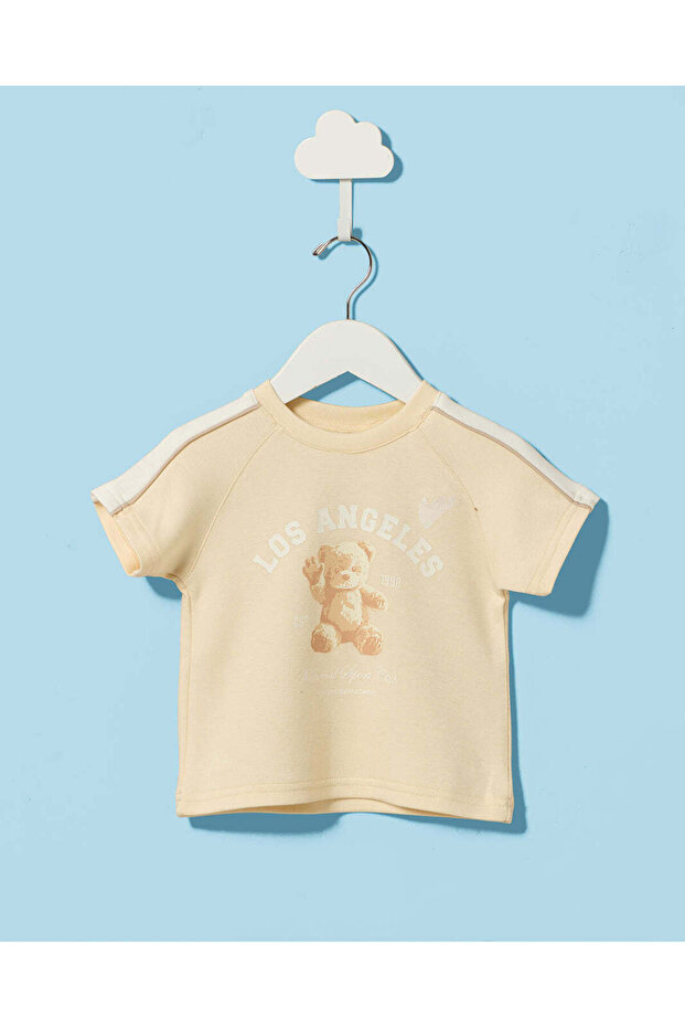 Infant Girls Beige Printed T-Shirt