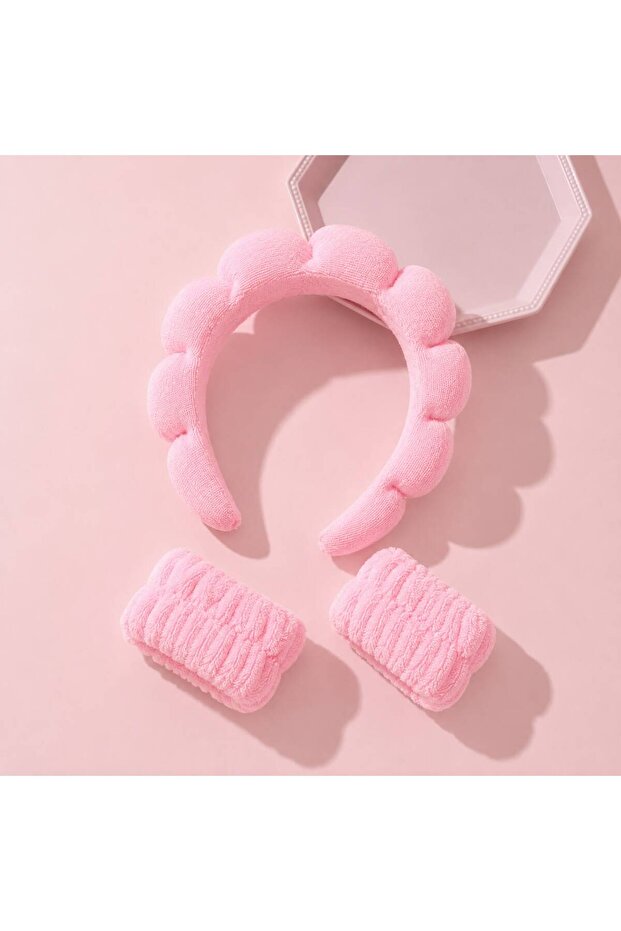 Bulut Spa Care Beauty Fluffy Care Set Headband Wristband Set
