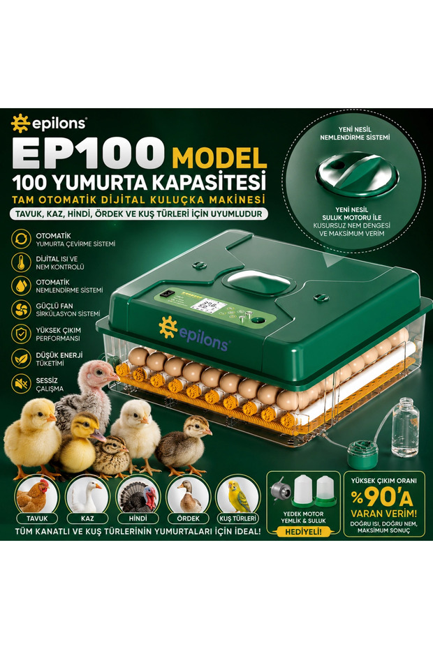 Ep100 Incubator New Generation Waterer with Top Ventilation System for Chickens, Geese, Turkeys and Bird Species