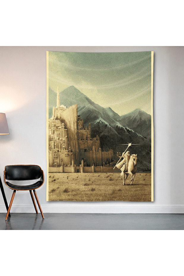 Fantasy Mountain Landscape Wall Covering Wall Tapestry First Quality Satin Fabric Poster