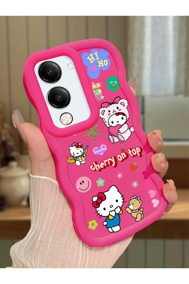 Vivo Y29S Compatible Case Camera Protector Red Silicone Couple Phone Case Kitty Pattern