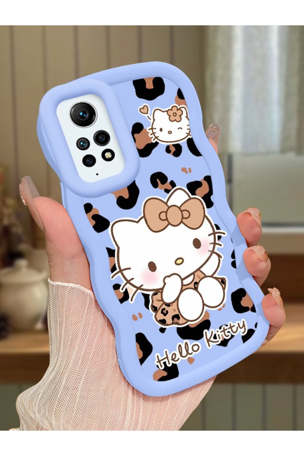Redmi Note 12 Pro 4g Compatible Case with Camera Protector Blue Silicone Couple Phone Case Kitty Pattern