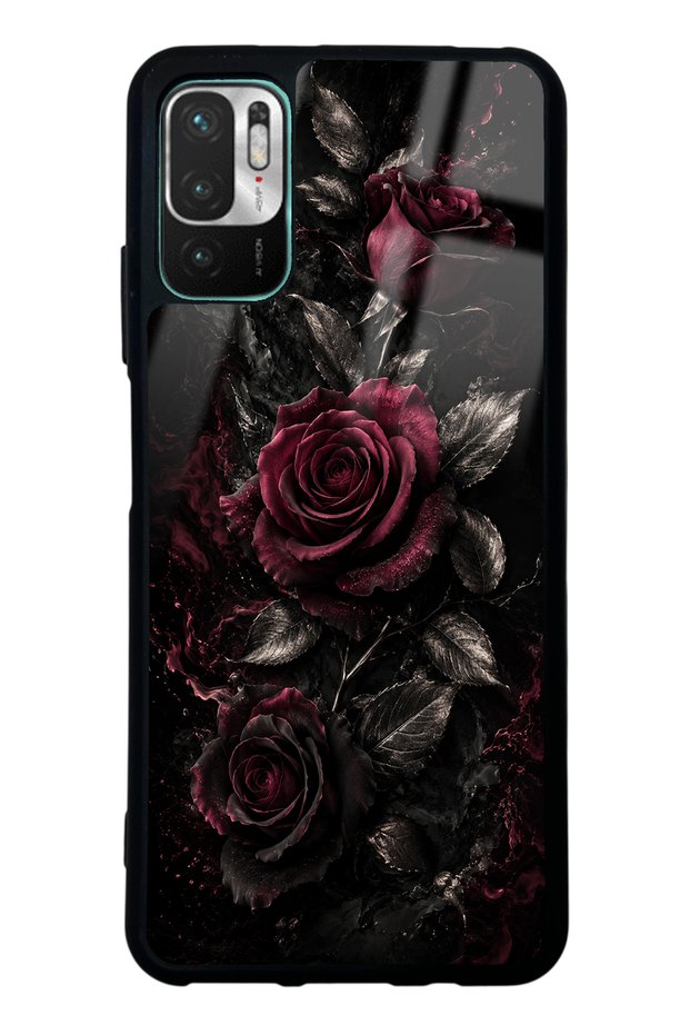 Xiaomi Redmi Note 10 5g Obsidian Burgundy Roses Design Glossy Phone Case