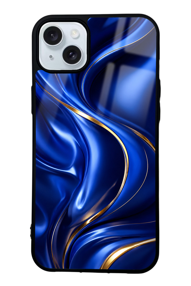 iPhone 15 Plus Royal Sapphire Flow Design Glossy Phone Case