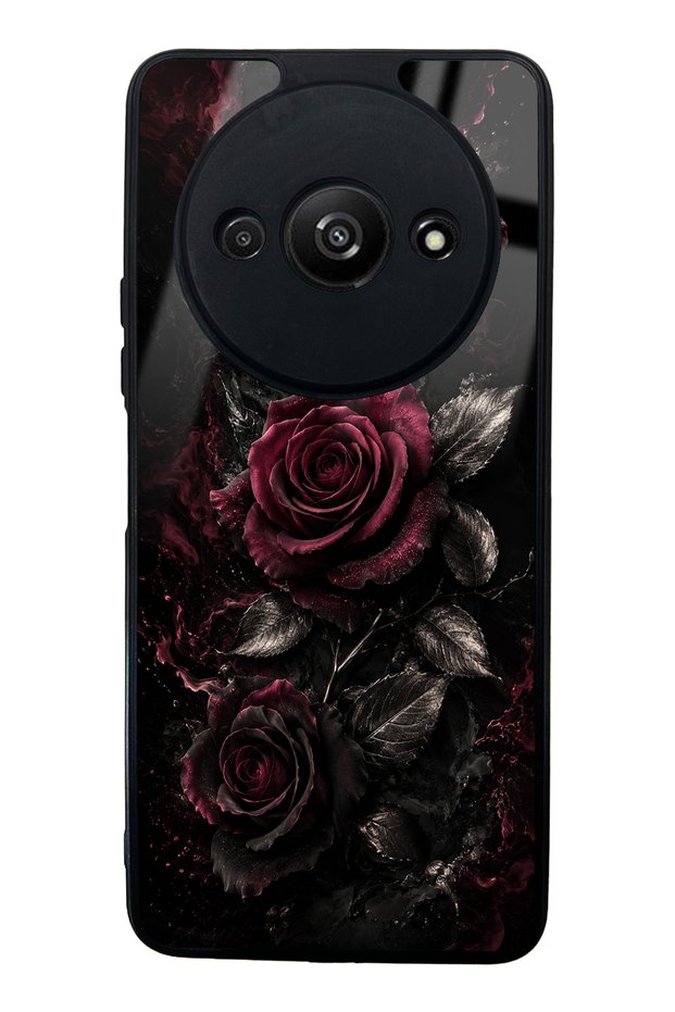 Xiaomi Redmi A3 Obsidian Burgundy Roses Design Glossy Phone Case