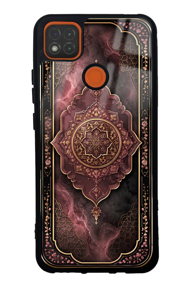 Xiaomi Redmi 9C Glossy Phone Case with Rosewood Ottoman Medallion Design