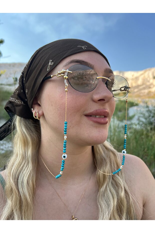 Stylish Design Evil Eye Beaded Glasses Chain | Women's Glasses Strap | Silicone Tip Eyeglass Accessory | Compatible with All Glasses