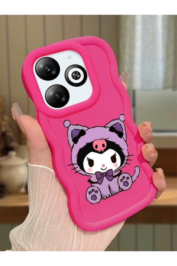 Infinix Smart 8 Compatible Case Camera Protector Red Silicone Couple Phone Case Kuromi Pattern