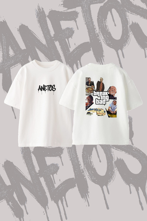 Breaking Bad Gta Design Back Printed Cotton White Oversize T-Shirt