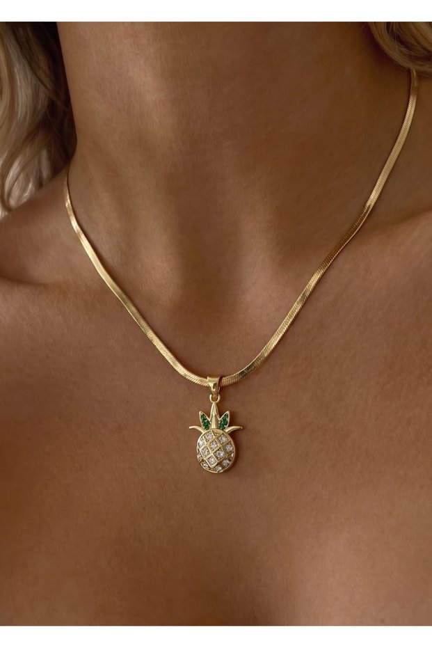 Steel Pineapple Gold Color Necklace 45 cm (+5 cm Extension)