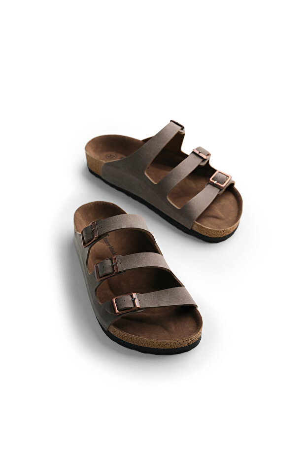 Women's Mink Comfortable Fit 3 Buckle Strap Slippers