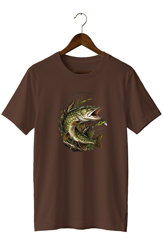 Unisex Sturgeon Fish Print T-Shirt – Angling and Outdoor Themed Crew Neck