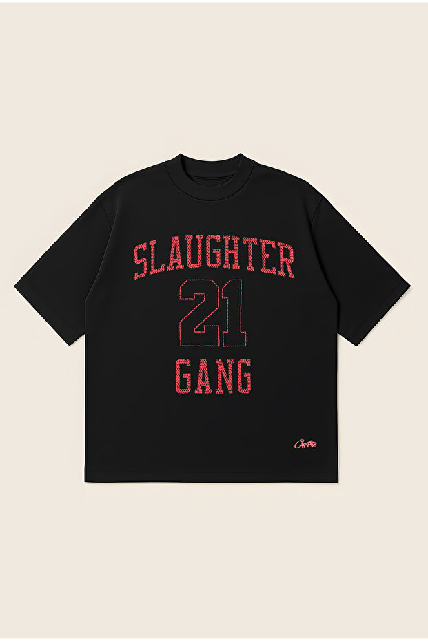 Corteiz Slaughter Printed Oversize Boxy Cut Unisex 100% Cotton Tshirt | Streetwear