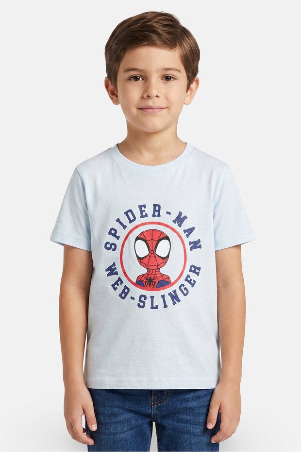 Kids Boy Spider Amazing Friends Short Sleeve T-Shirt, Light Blue