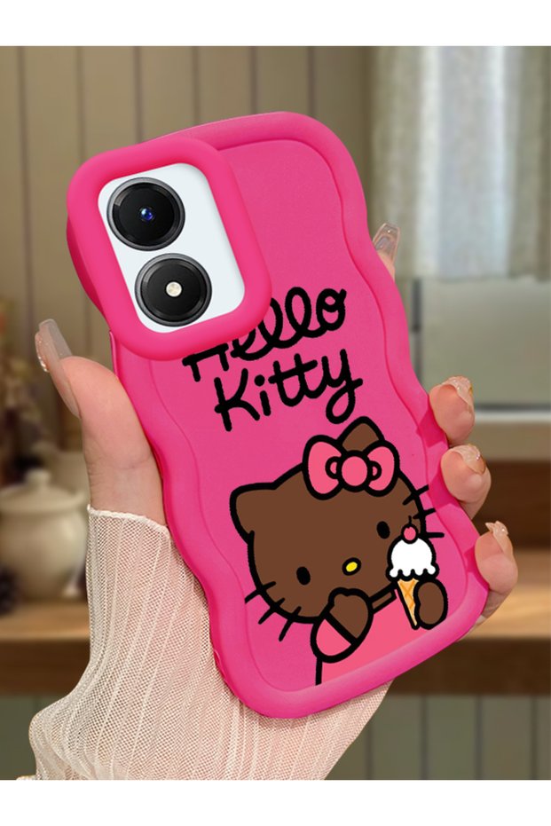 Vivo Y02S Compatible Case Camera Protector Red Silicone Couple Phone Case Kitty Pattern