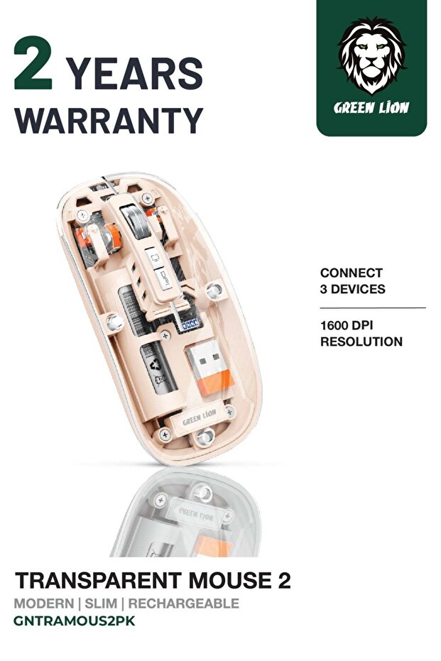 Transparent Mouse 2 1600DPI 10m Range 5 keys Aluminum Alloy Plug & Play for Windows / Android / Mac / 500mAh Battery Capacity / Wireless+BT+Charging Mouse Connection - Pink