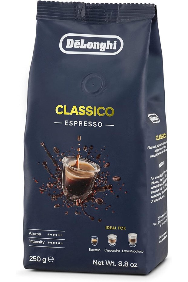 Classico Espresso Coffee Beans 250g - Medium Roast, 50% Arabica & Robusta, Intense Aroma of Cocoa, Notes of Biscuit, Nuts & Chocolate, Ideal for Espresso, Cappuccino, 1-Year DLSC600