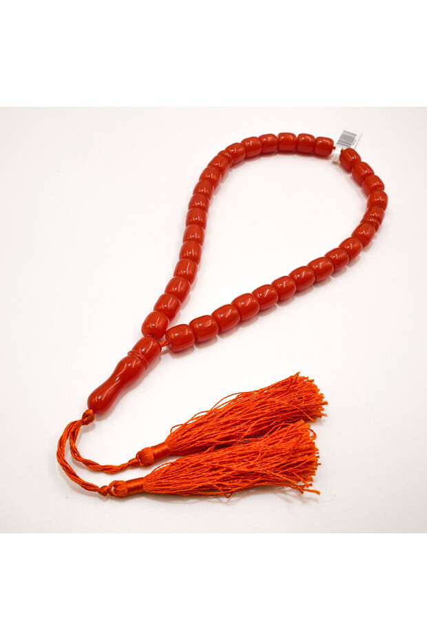 German Musk Beads 33 Beads 10mm Orange Red Decorative Beads Double Silk Tassel 32g
