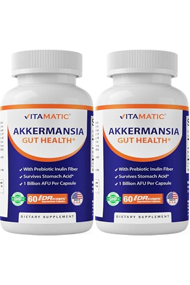Akkermansia Muciniphila Gut Health - 60 DR Capsules (Delayed Released) - Made with Prebiotic Inulin Fiber - 2 Pack (120 DR Caps)