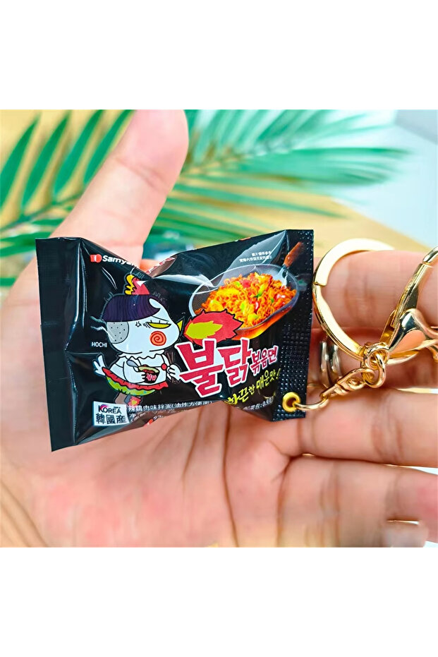 black Simulation Instant Noodles Keychain On The Phone Mini Snacks Pendant Bag Pendant Car Key Ring