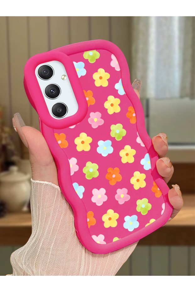 Samsung Galaxy A34 5g Compatible Case Camera Protector Red Silicone Couple Phone Case Floral Pattern