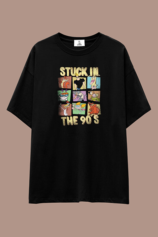 90's Vibe Series Loose Fit T-Shirt | Unisex 100% Cotton Black & White Printed Custom Design Tee