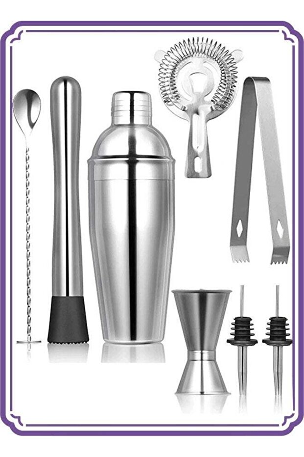 Cocktail Shaker Set| 8pcs Cocktail Making Set Stainless Steel 750ml Shakers| Bartender Kit Bar Tool Set with Strainer, Pourers, Muddler, Double Jigger, Mixing Spoon at Home & Bar Gift Set