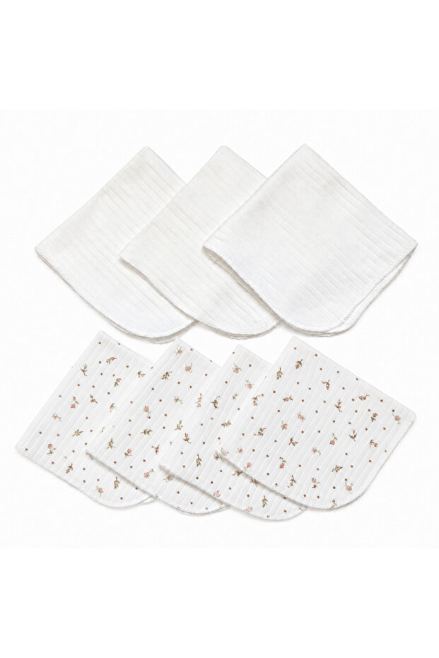 Set of 7 Baby Mouth Wipes 100% Cotton 22X22 cm 4 Patterned 3 Plain